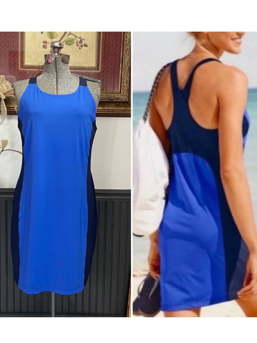 Athleta Colorblock Caspian Racerback Athletic Dress Built in Bra~Med Petite 💛🎀